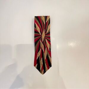 Men's Bold Pattern Tie in Red, Black & Gold